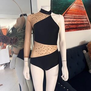 Elegant Black and Nude Women’s leotard gymnastics small